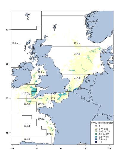 Activiteit van de Belgische visserijvloot in de ICES-gebieden, 2020-2022